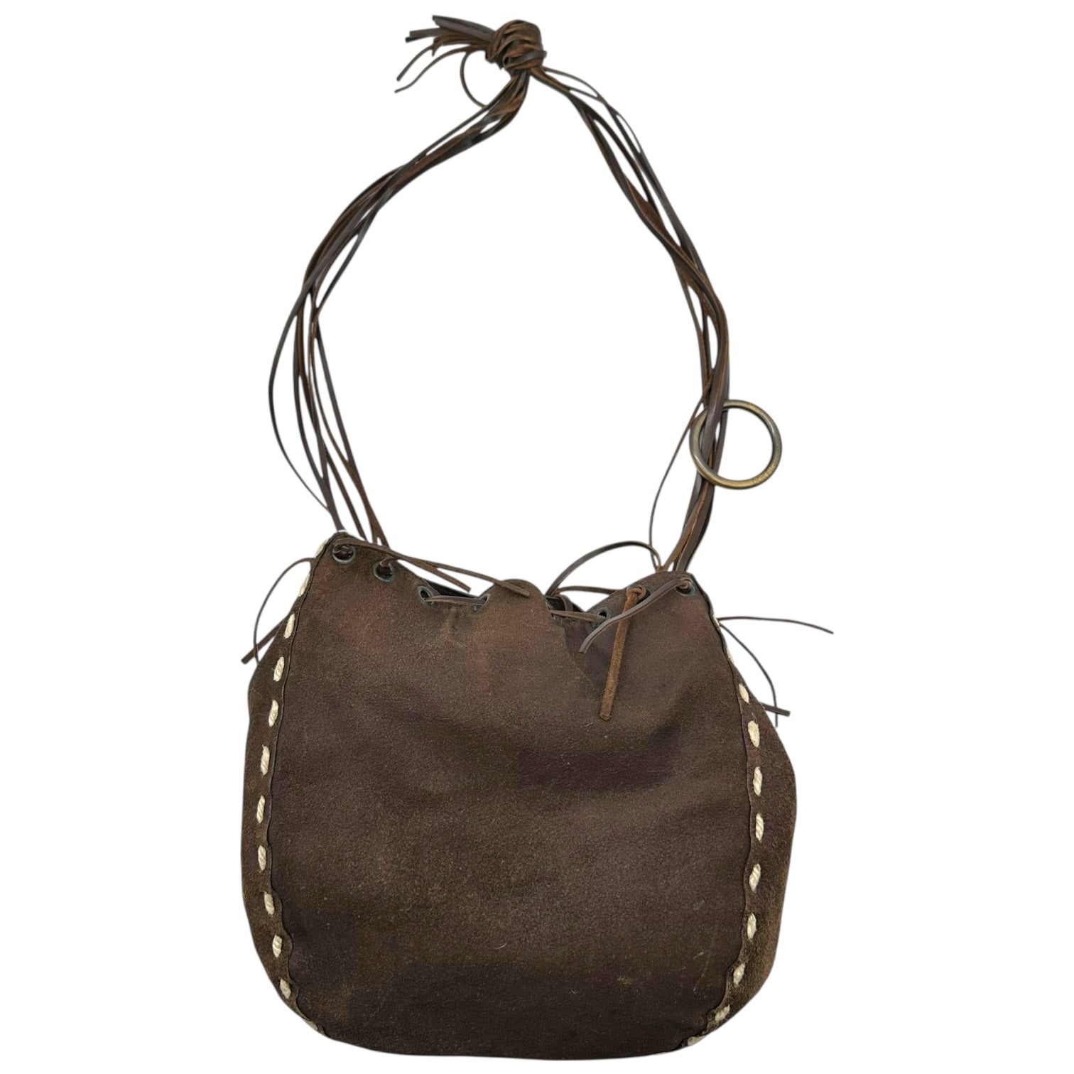 Dolce & Gabbana Brown Suede Whipstitch Bucket Bag - Outfit Repeater