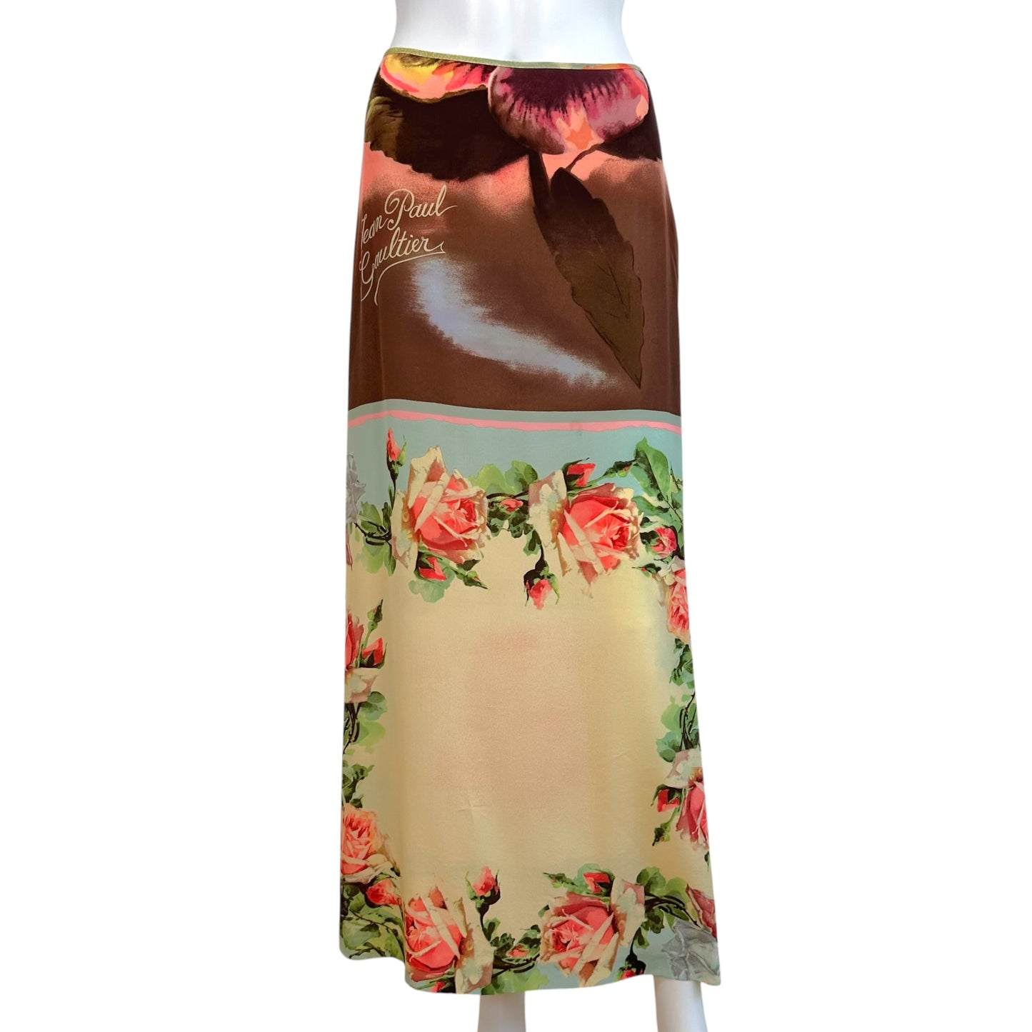Jean Paul Gaultier S/S 2001 Multicolor Floral Silk Maxi Skirt
