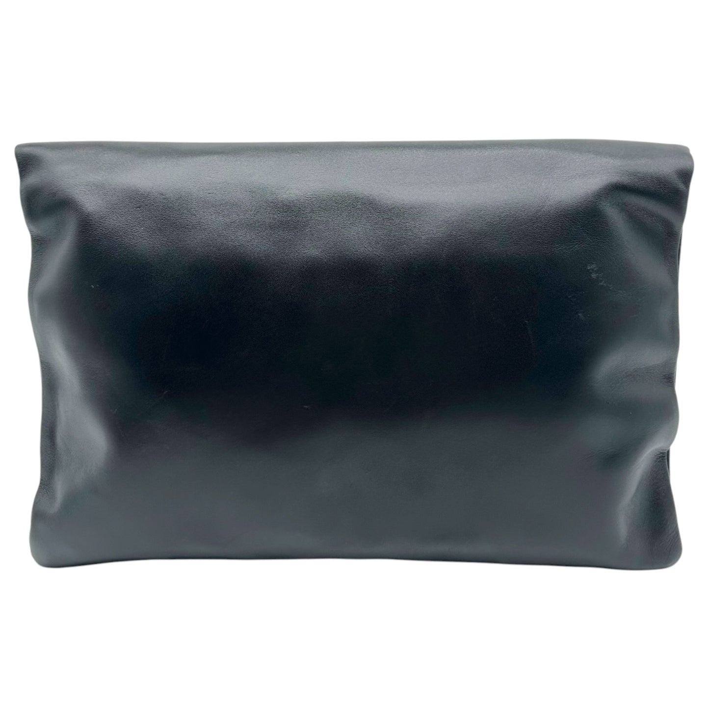 Saint Laurent Black Fold-Over Leather Clutch Bag