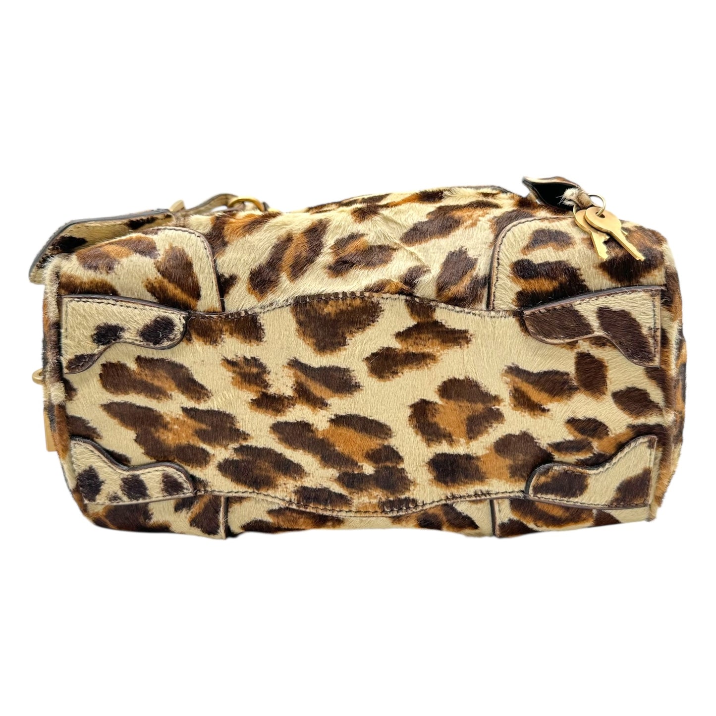 Prada Leopard Print Ponyhair Boston Bag