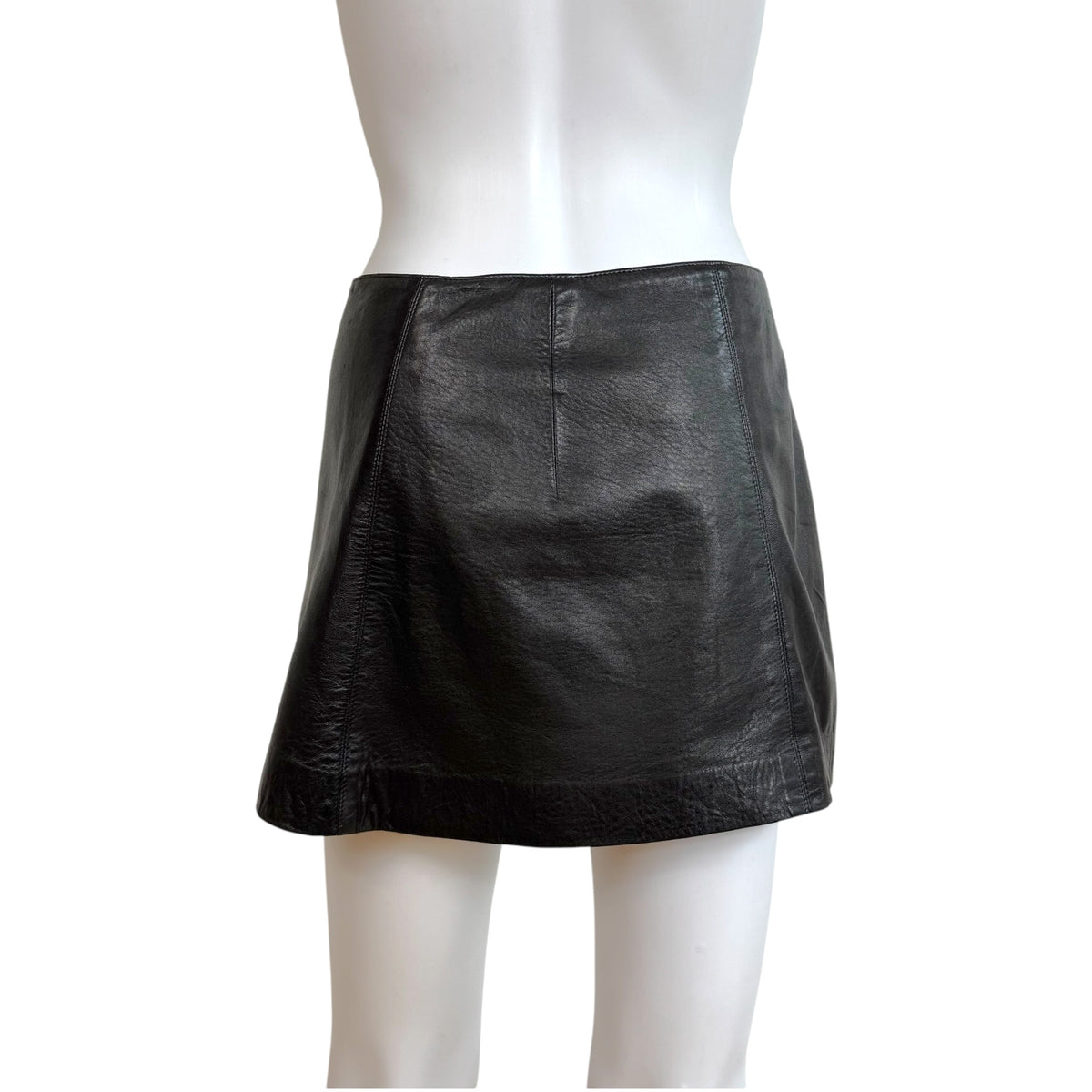 John Richmond Lambskin Mini Skirt Black Silver Buttons