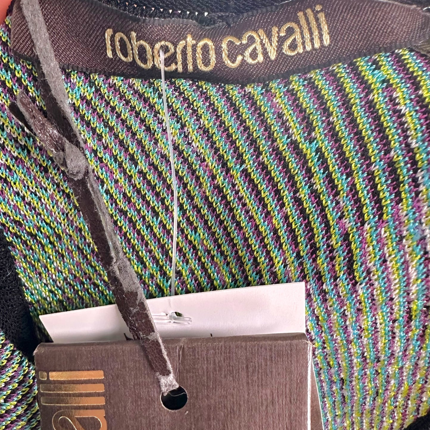 Roberto Cavalli Knit Midi Dress Multicolor Snakeskin Print
