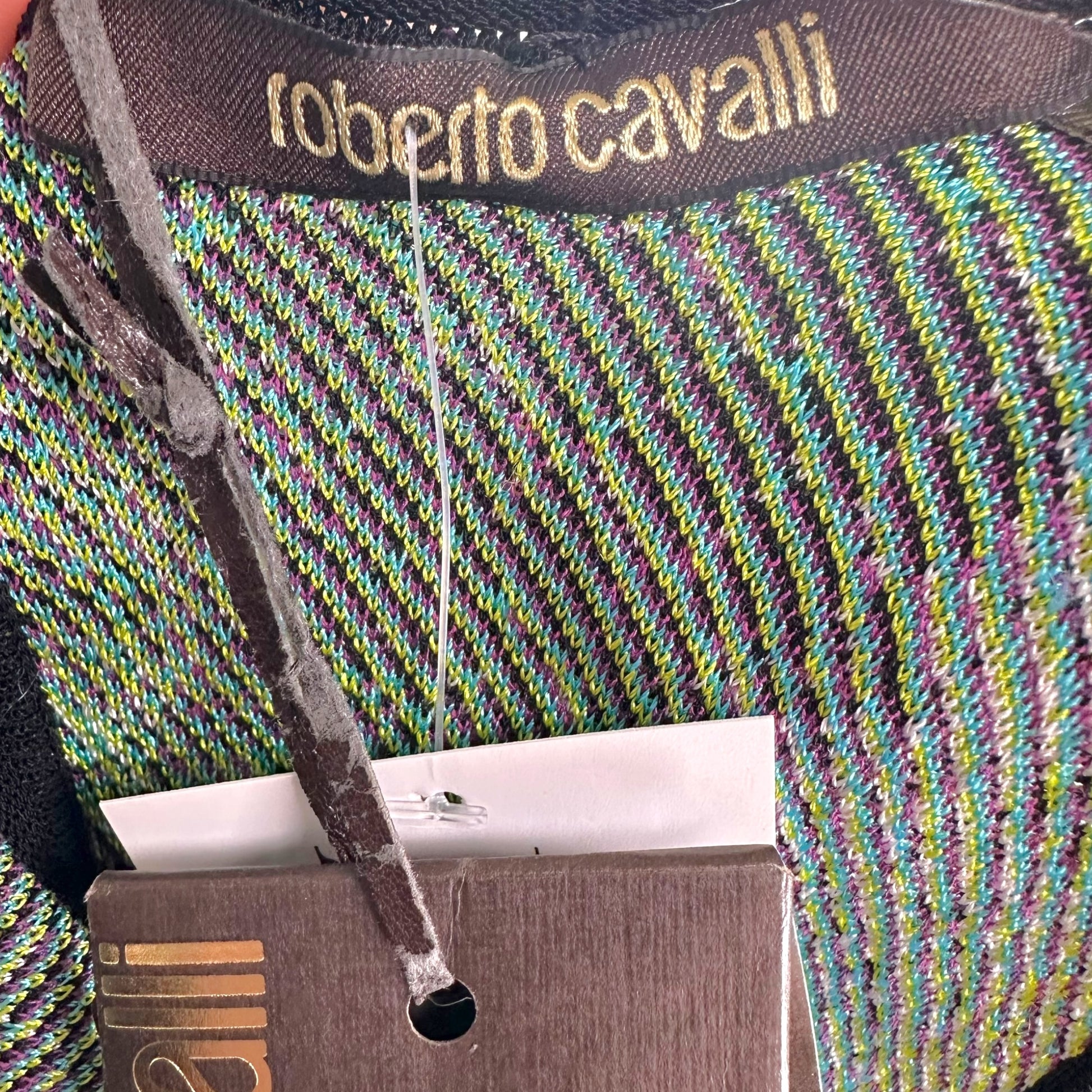 Roberto Cavalli Knit Midi Dress Multicolor Snakeskin Print