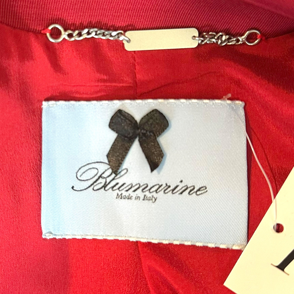 Blumarine Red Mini Jacket Fur Trim Crystal Buttons
