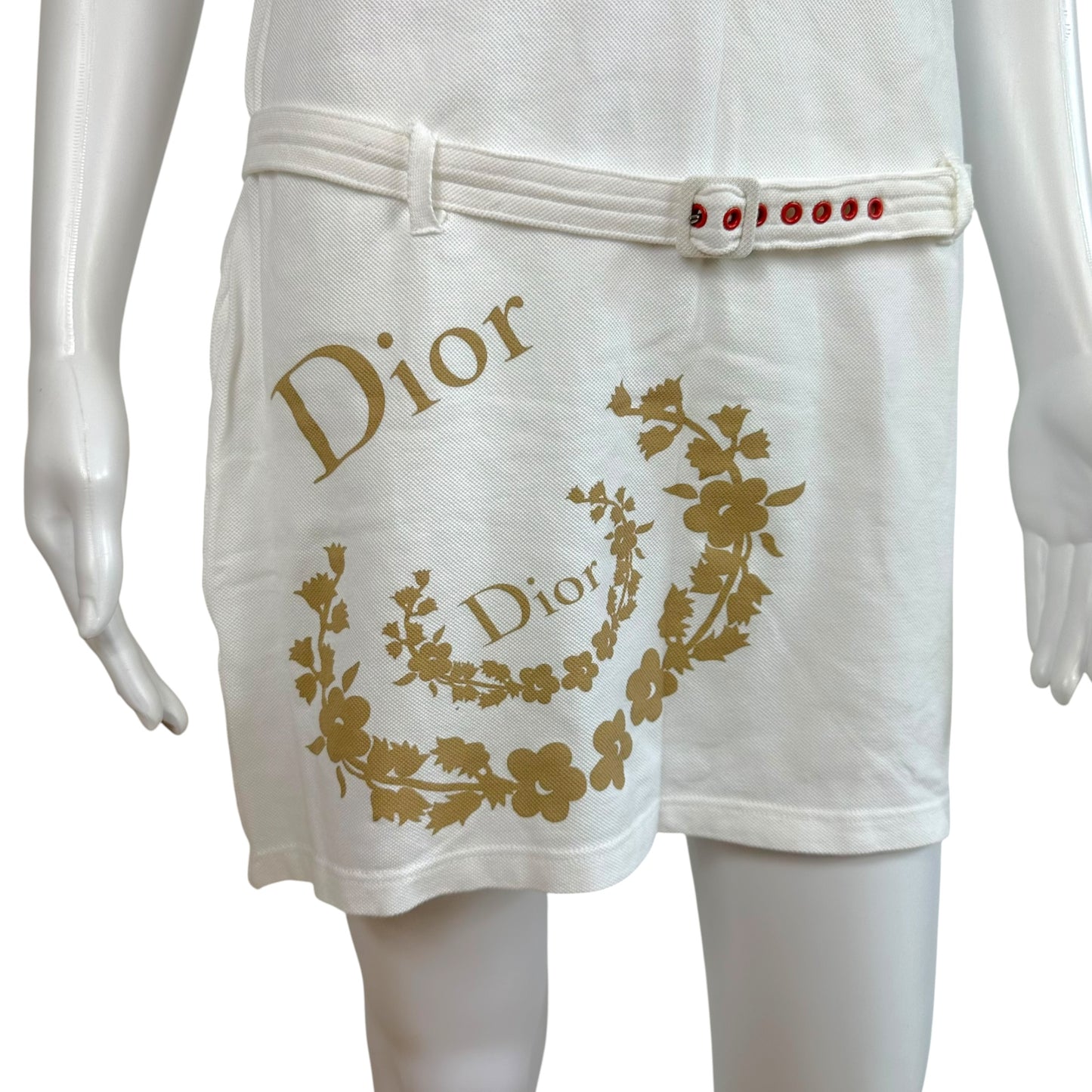 Christian Dior F/W 2004 Blue & White Embroidered Logo Polo Belted Mini Dress
