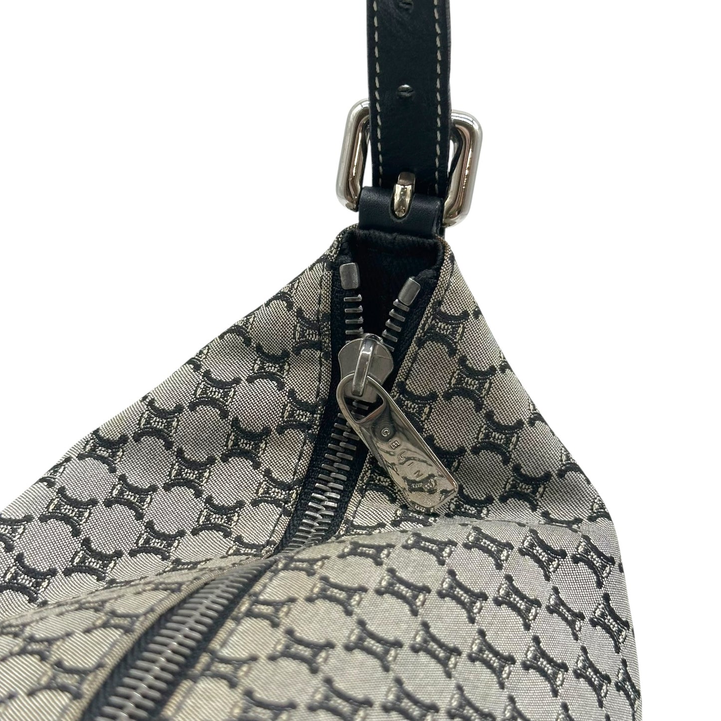 Celine Navy Blue Pochette Bag Triomphe Monogram