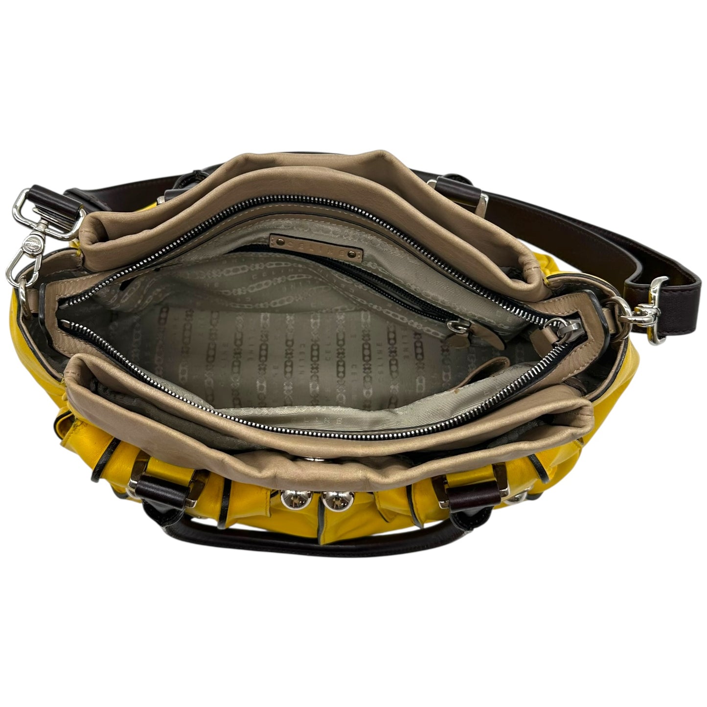 Celine Yellow Leather 2-Way Bag with Silver Hardware
