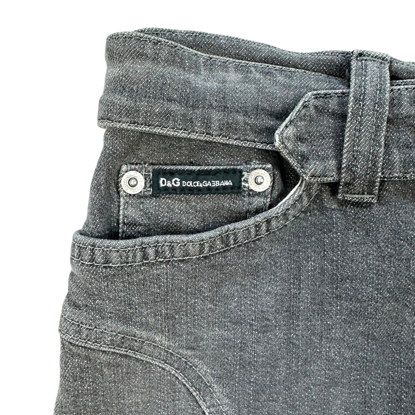 D&G Dolce & Gabbana Gray Denim Belted Mini Skirt