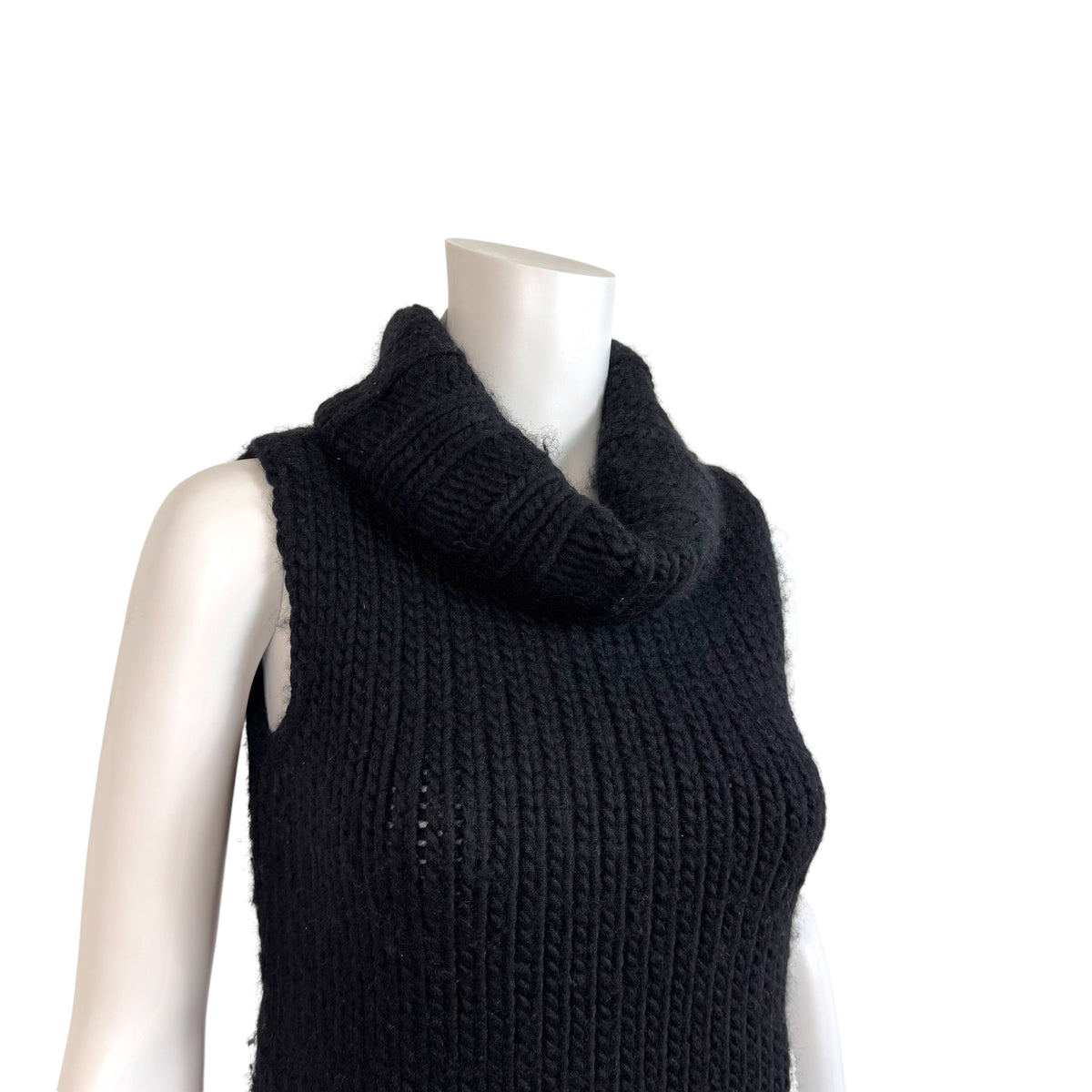 Gucci Sleeveless Turtleneck Sweater Black Heavy Knit
