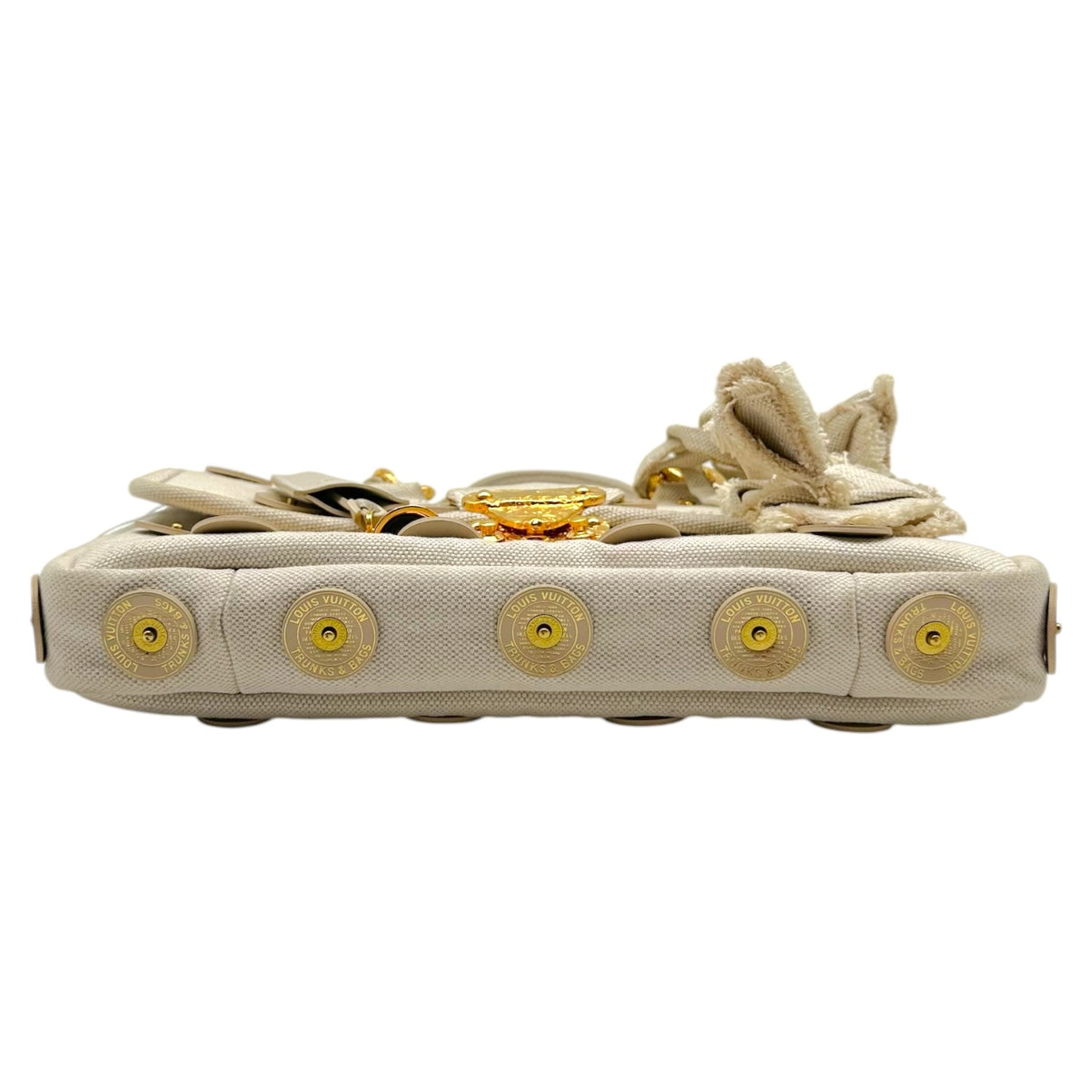 Louis Vuitton Ivory Gold Handbag with Gold Accents