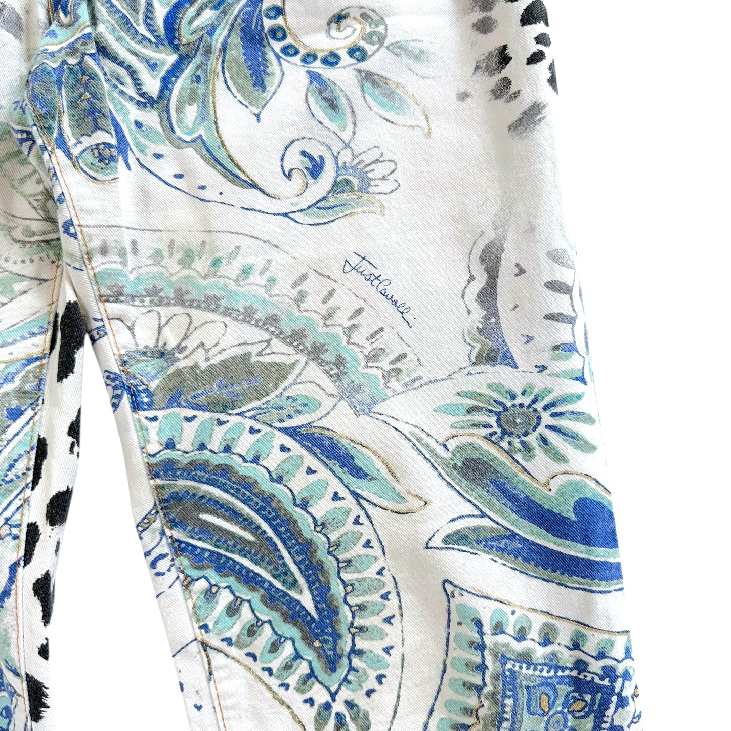 Just Cavalli Roberto Cavalli Blue Paisley & Leopard Printed Jeans - Outfit Repeater