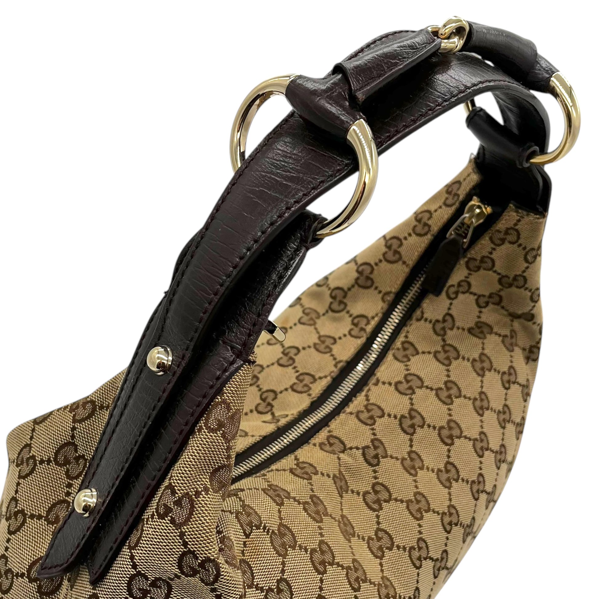 Gucci Tan Monogram Horsebit Hobo Bag - Outfit Repeater