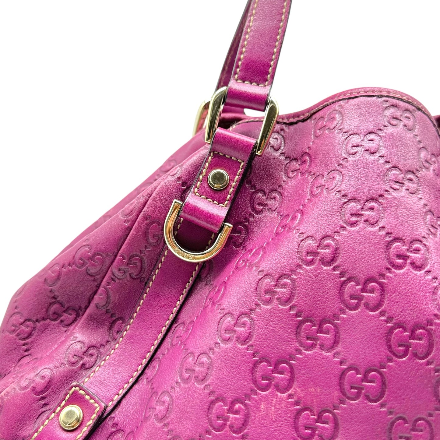 Gucci Magenta Guccissima Monogram Shima Shoulder Bag