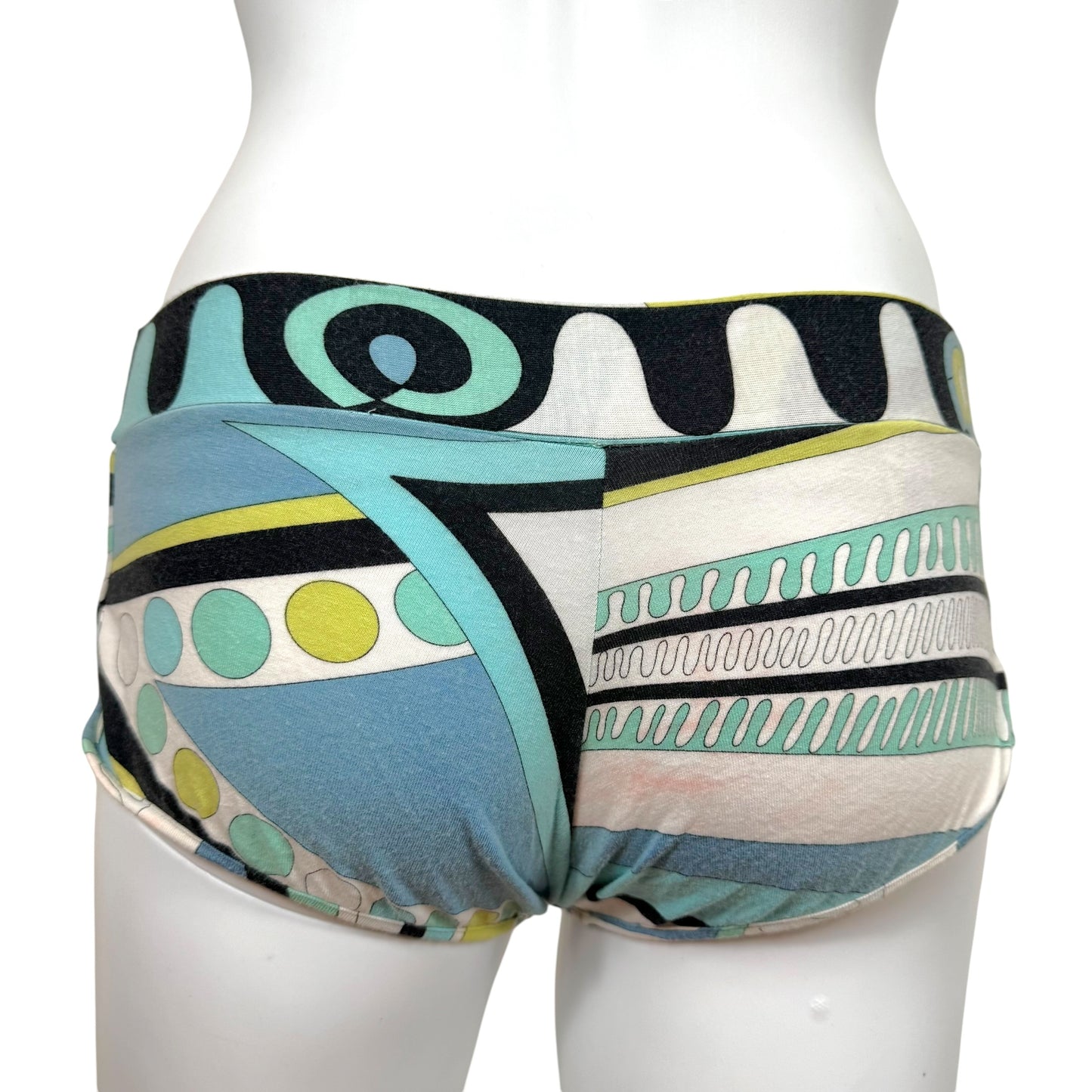 Emilio Pucci Blue & Green Printed Bikini & Micro Short Set