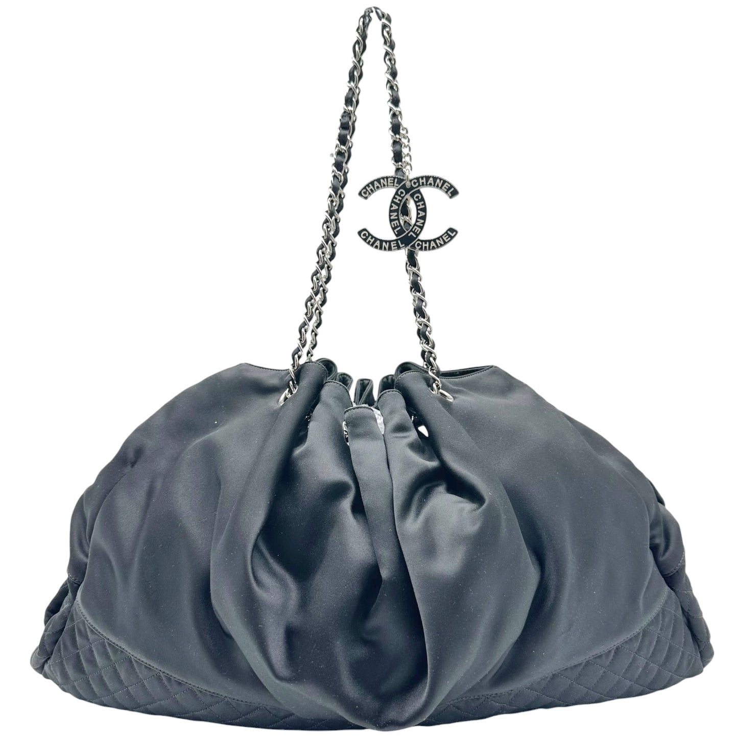 Chanel Black Satin Melrose Cabas Tote Bag