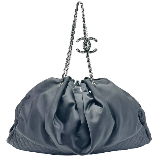 Chanel Black Satin Melrose Cabas Tote Bag