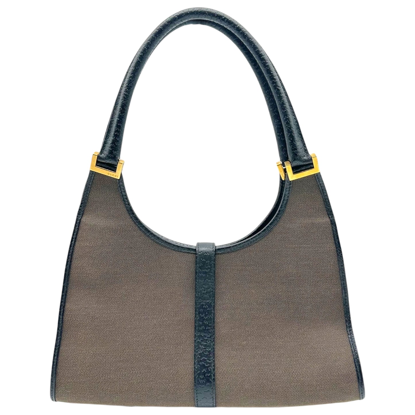 Gucci Taupe Canvas & Black Leather Jackie Bag