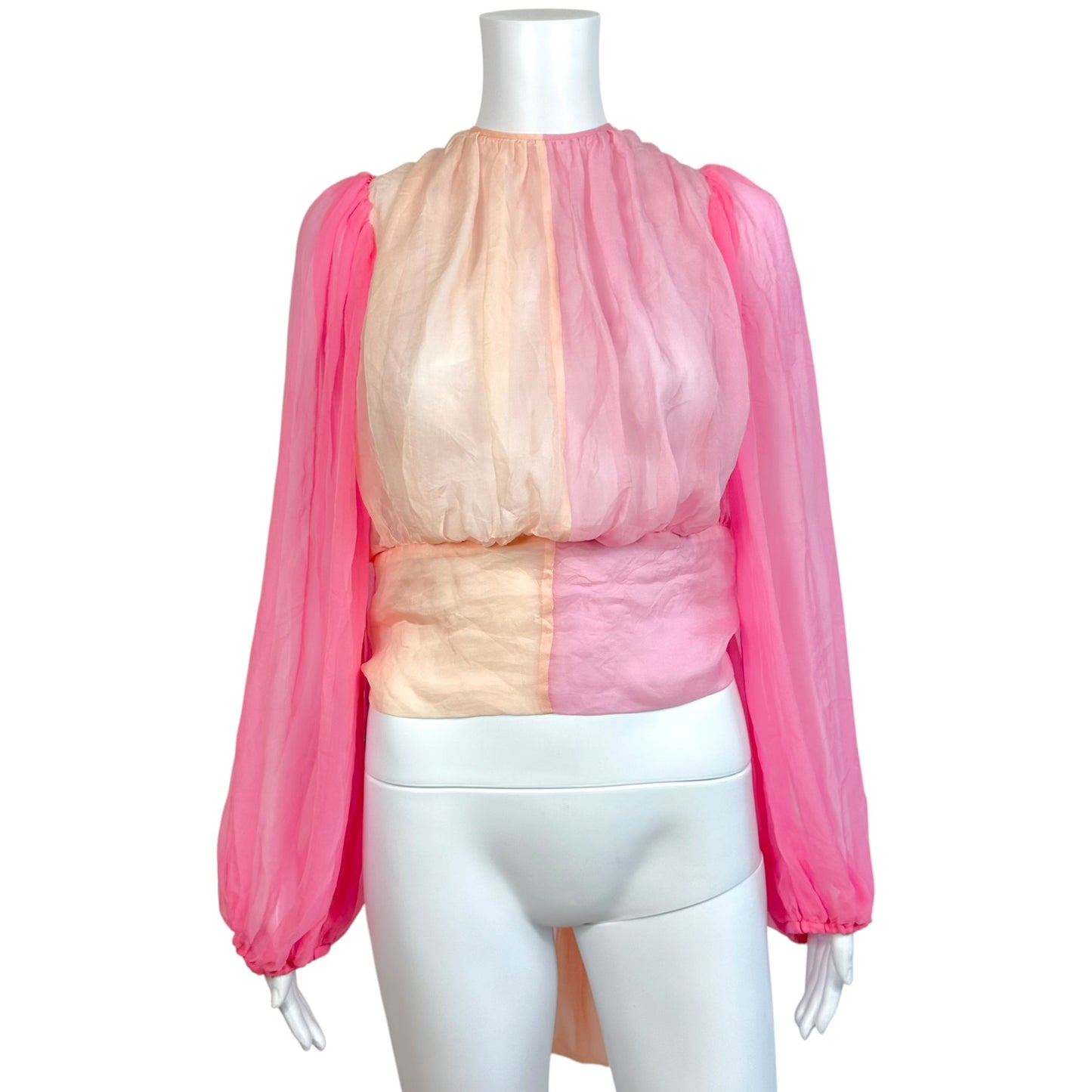 Dolce & Gabbana Pink Ombre Silk Cropped Wrap Blouse NEW