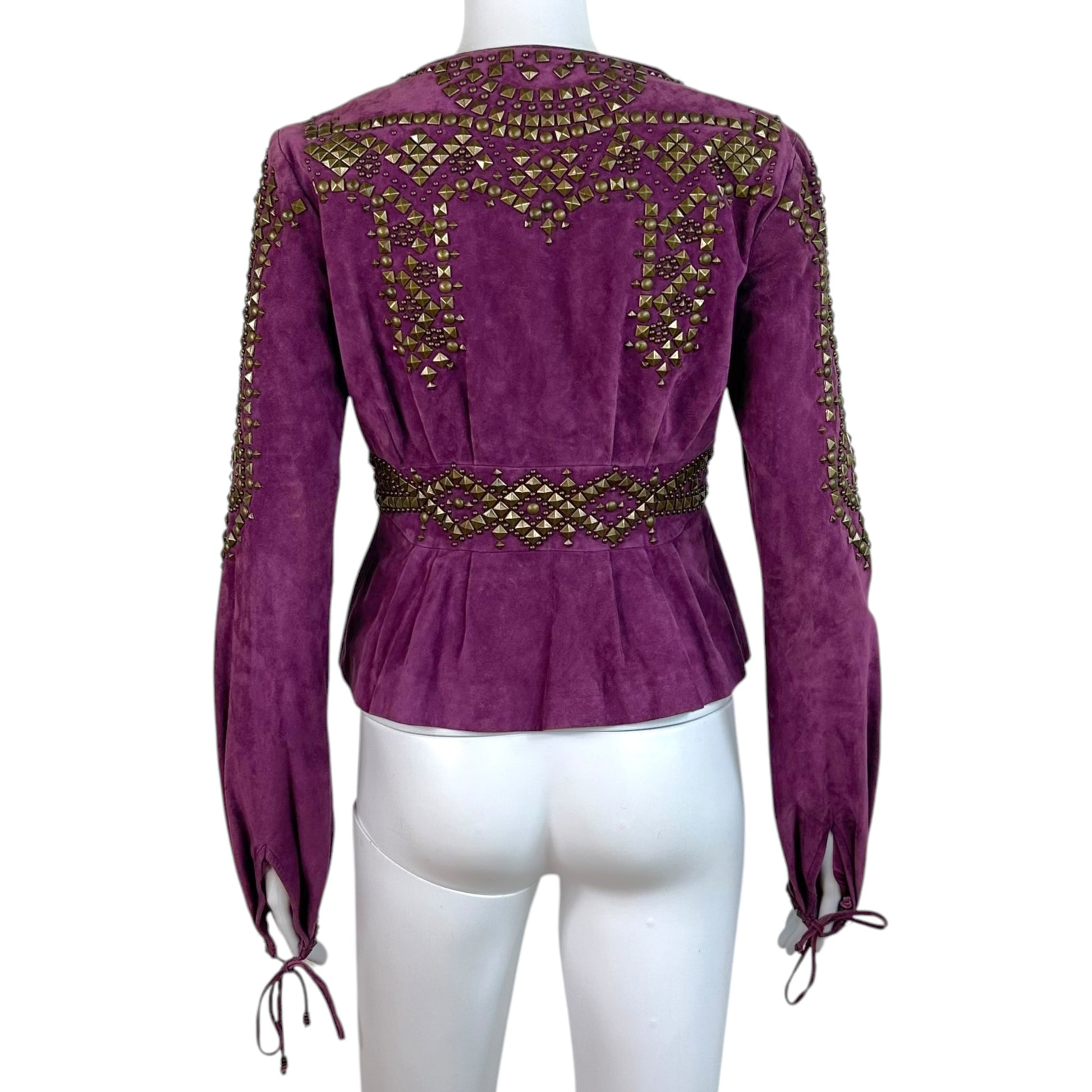 Roberto Cavalli Suede Studded Jacket Purple Gold M