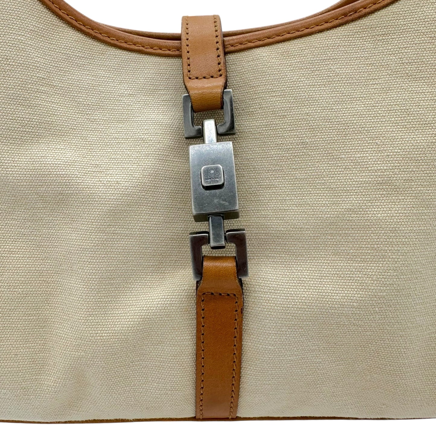 Gucci Ivory Canvas & Tan Leather Mini Jackie Bag