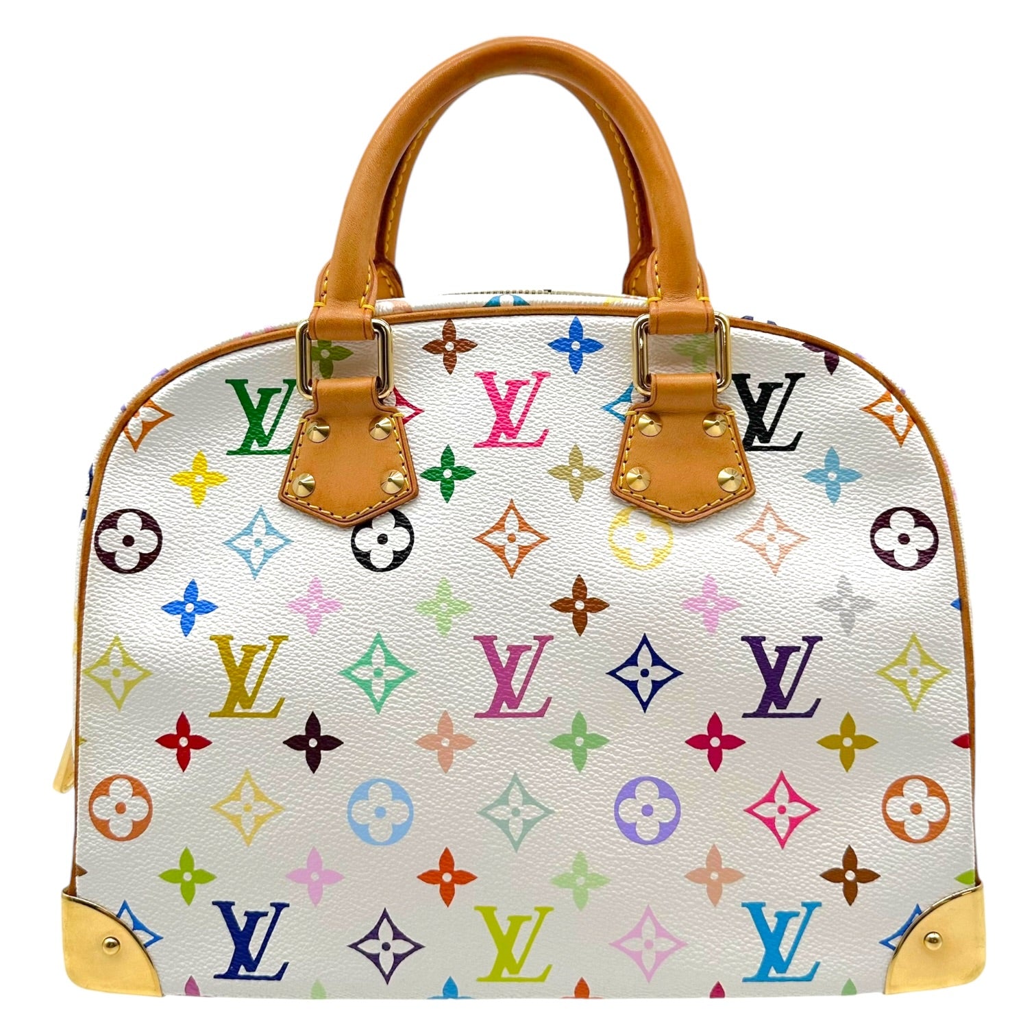 Louis Vuitton Trouville Handbag White Multicolor Canvas