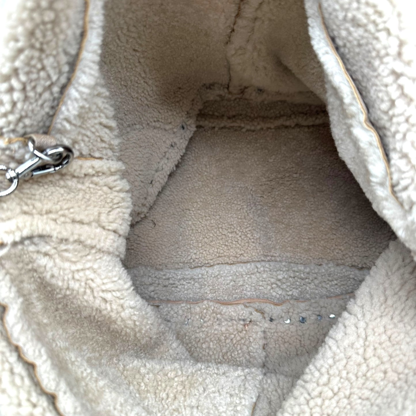 Prada Metallic Pink Shearling Hobo Bag
