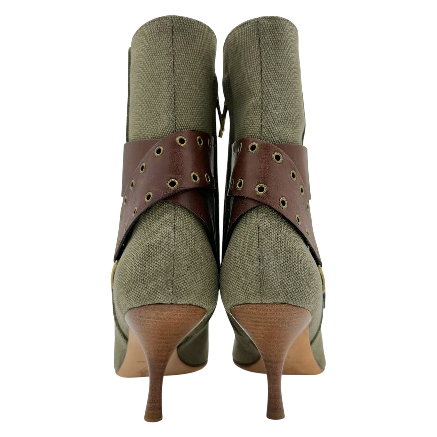 Dior Street Chic Khaki Green Heeled Booties