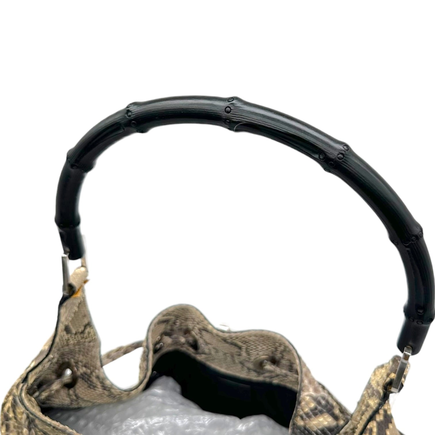 Gucci Brown Python Hobo Bag With Bamboo Handle