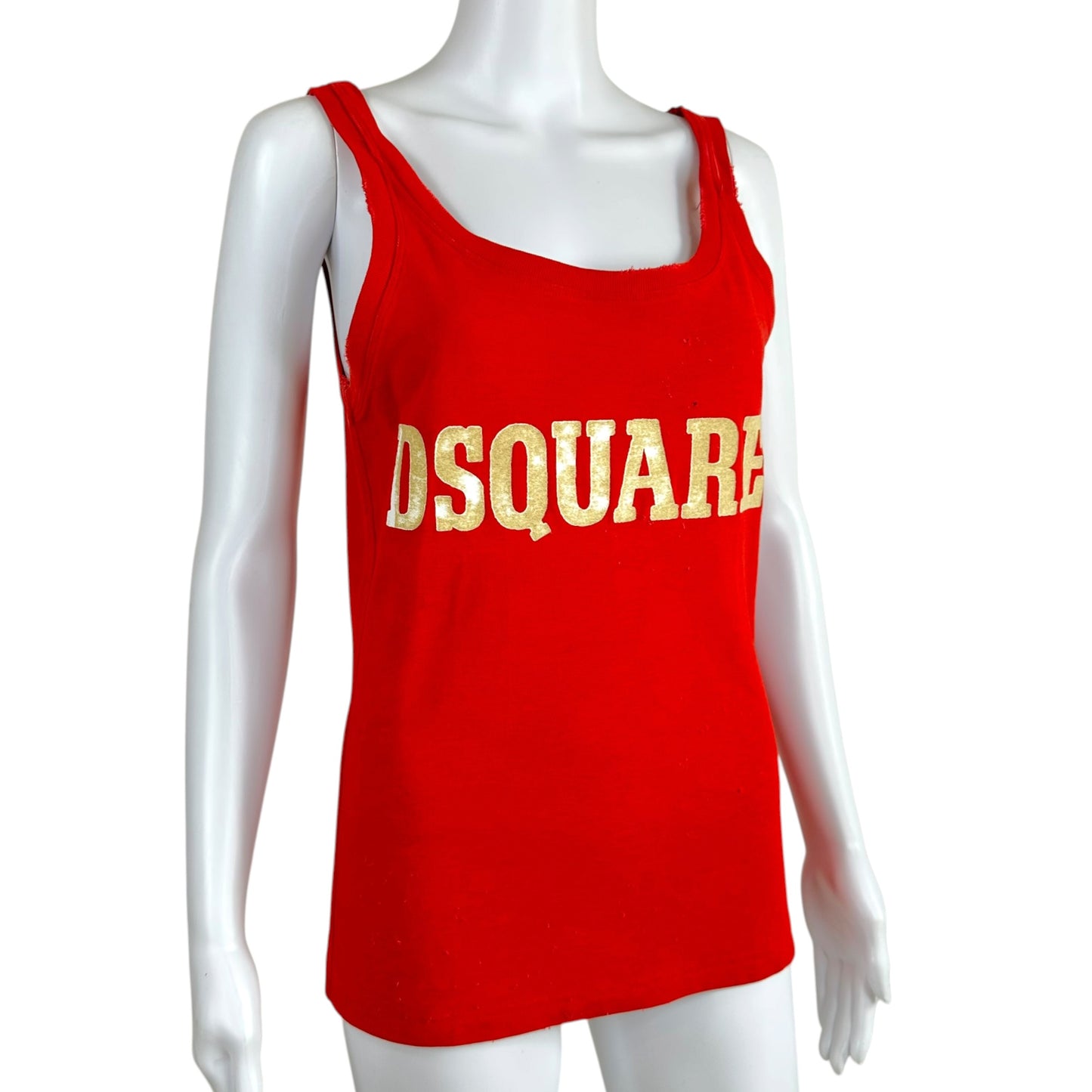 Dsquared2 Red Distressed Logo Tank Top