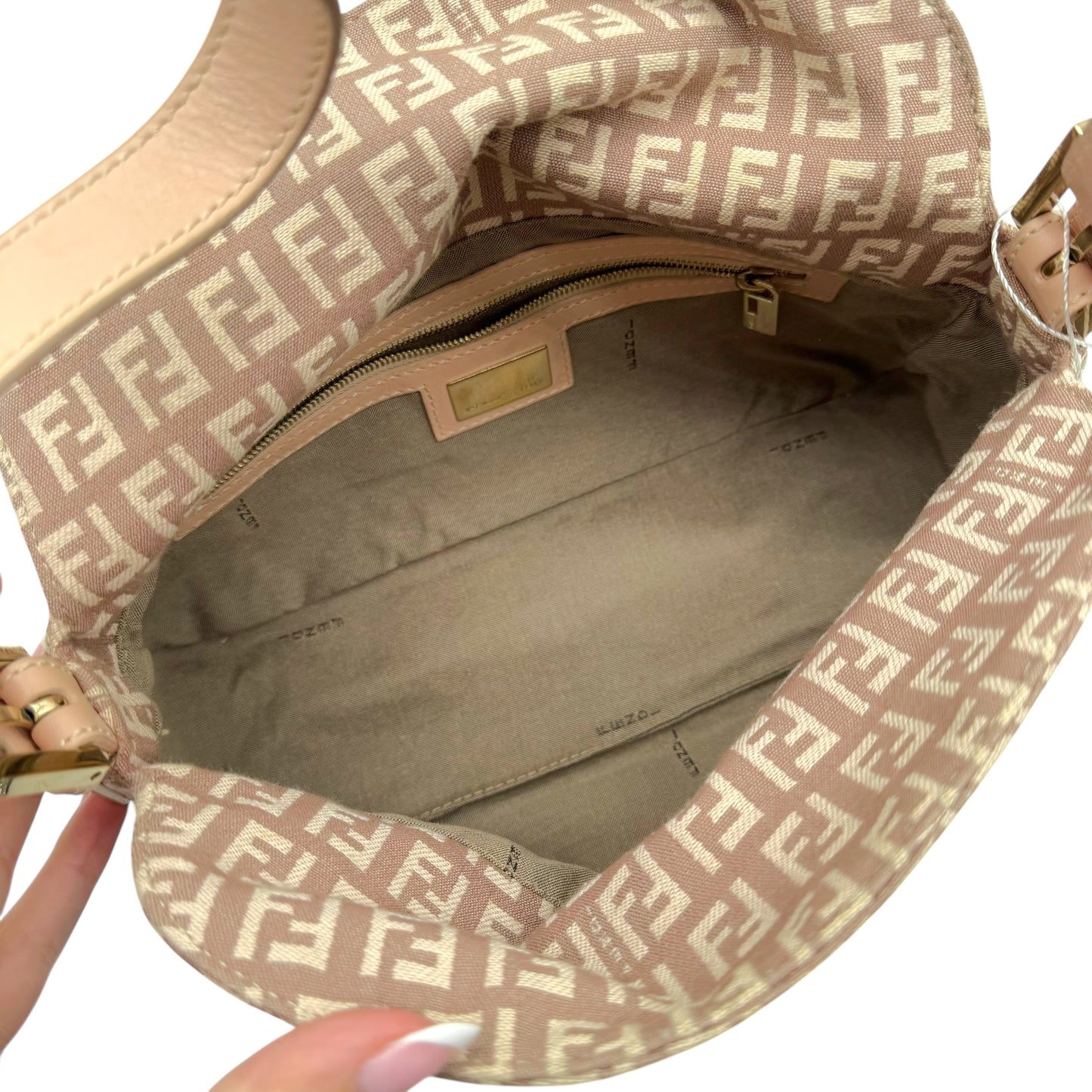 Fendi Pink Zucchino Monogram Fold-Over Baguette Bag - Outfit Repeater