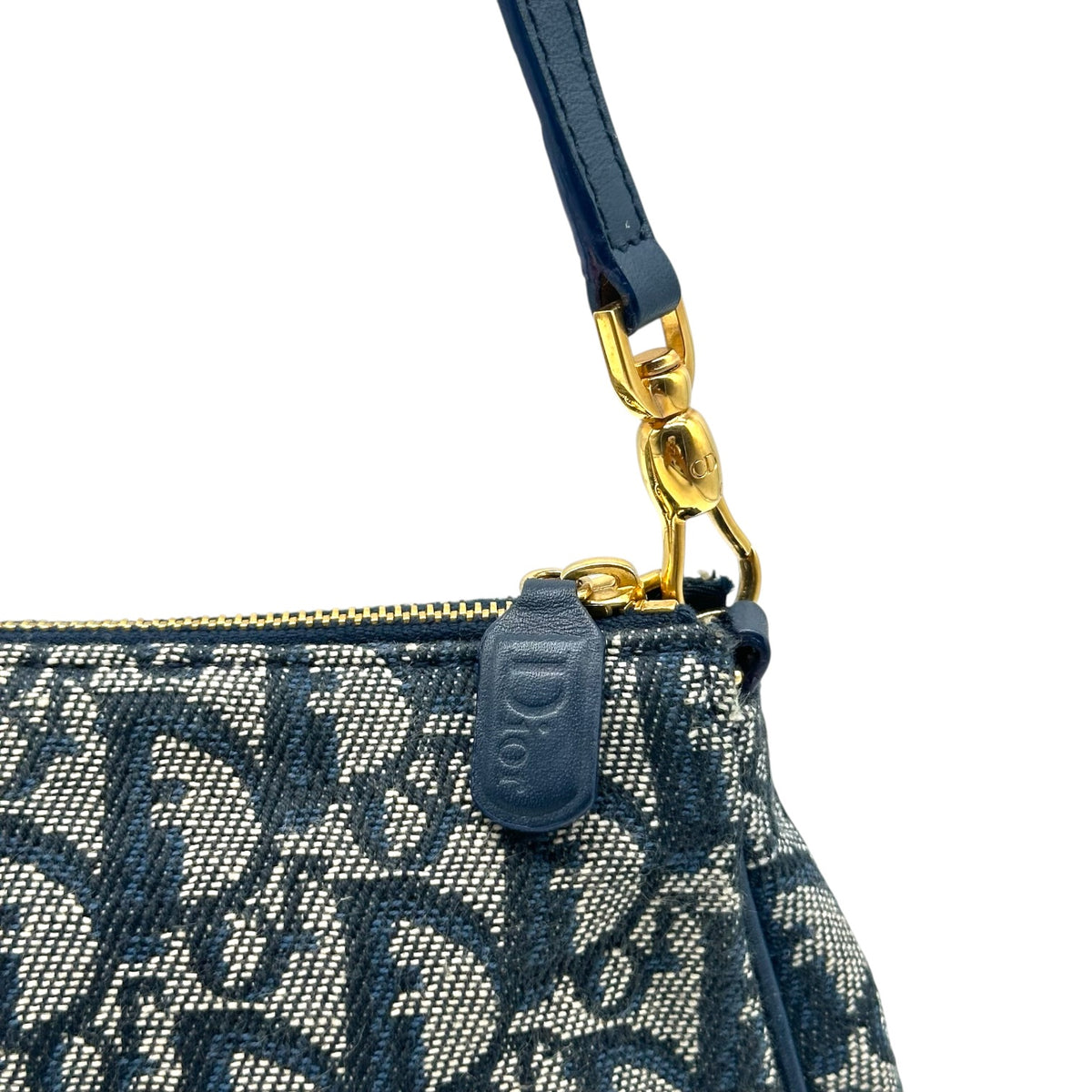 Christian Dior Mini Saddle Pochette Bag Navy Blue Trotter