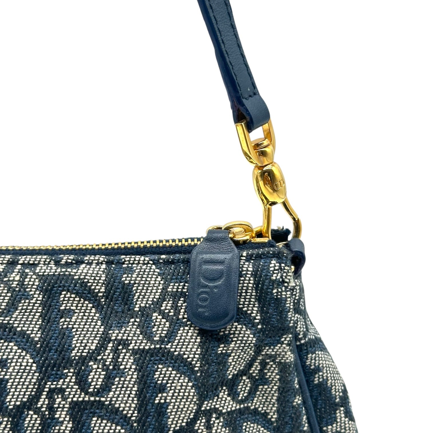 Christian Dior Mini Saddle Pochette Bag Navy Blue Trotter