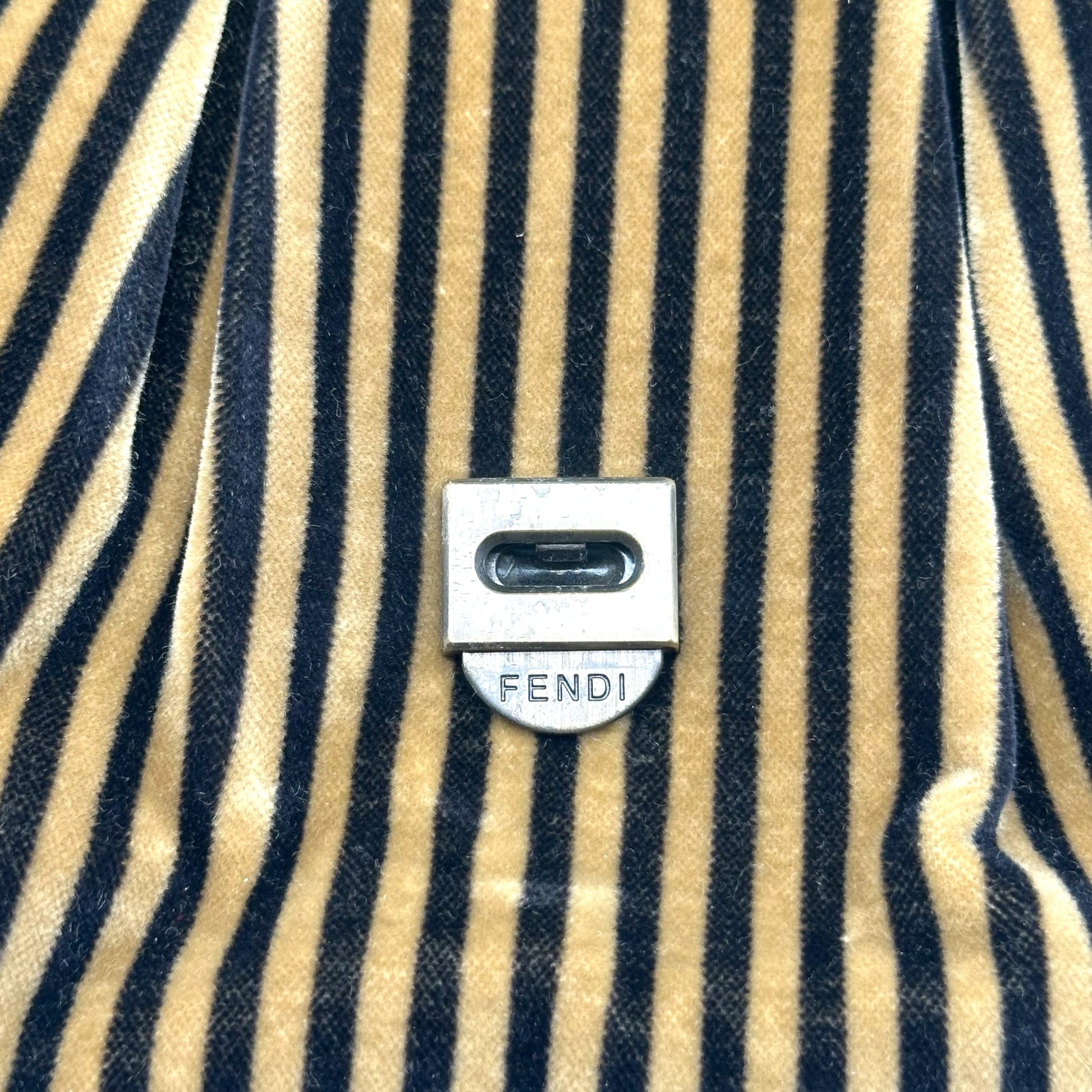 Fendi B Bag Tan Black Striped Velvet Zebra Ponyhair