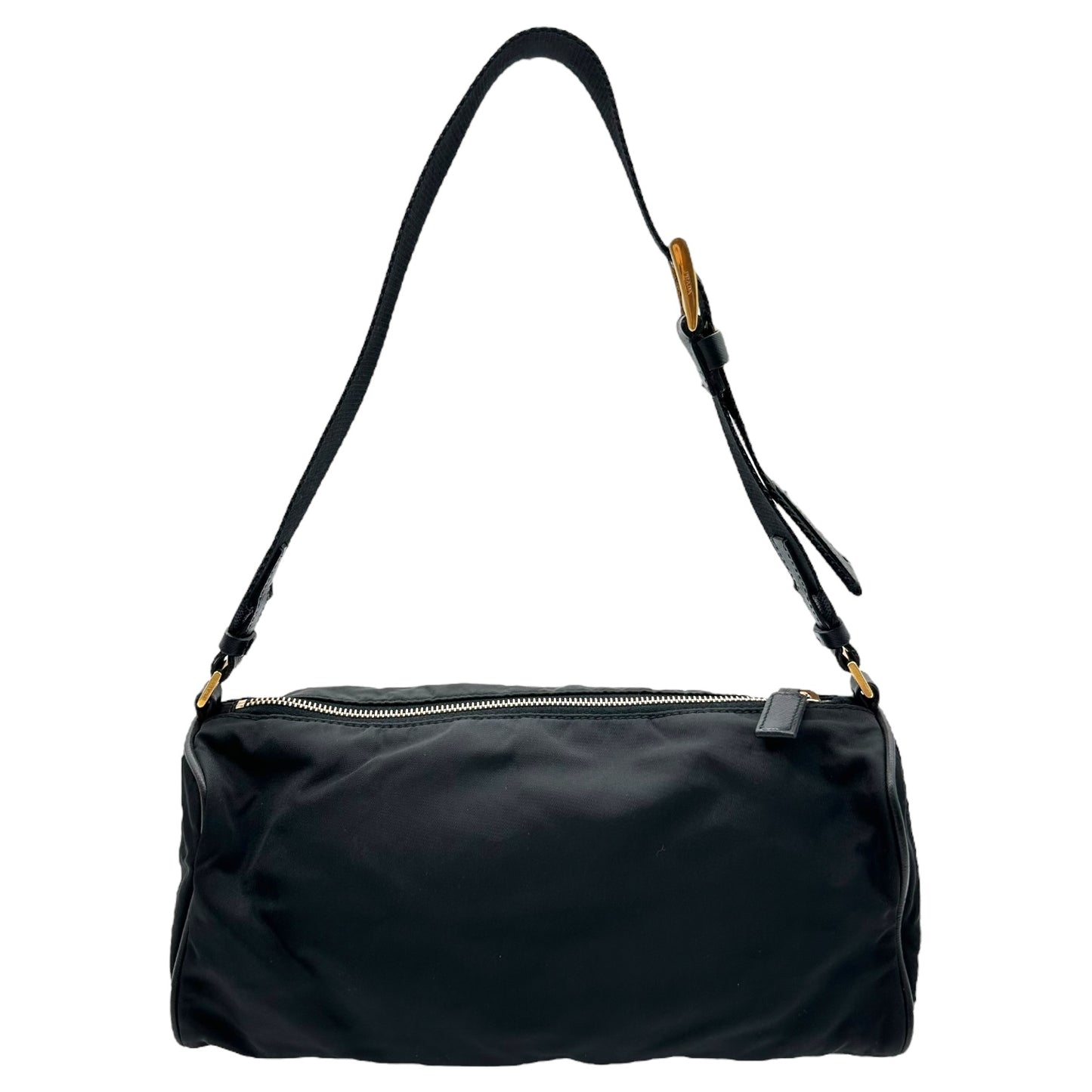 Prada Black Nylon & Gold Hardware Shoulder Bag