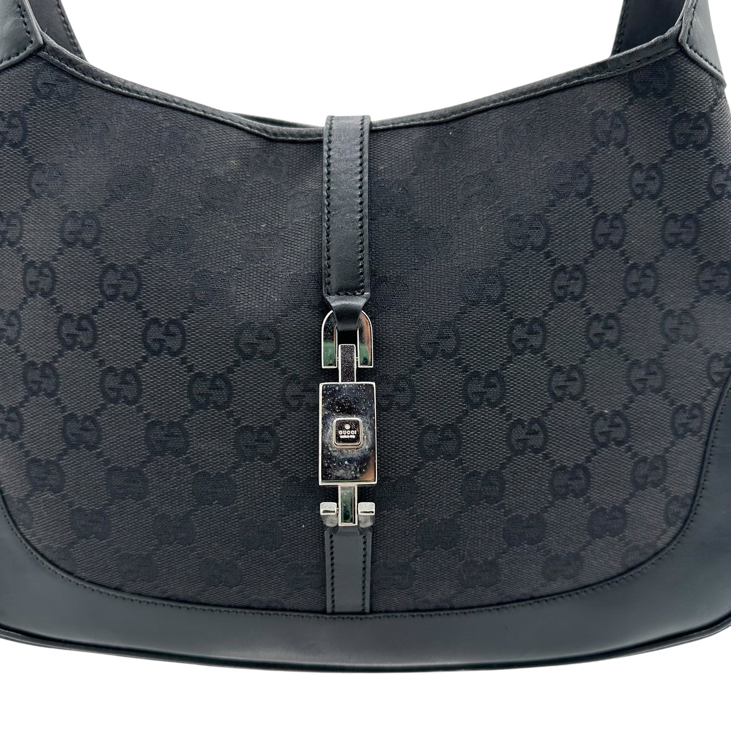 Gucci Black Monogram Chain Strap Jackie Shoulder Bag