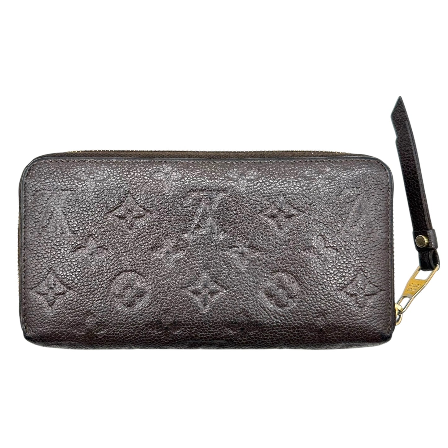 Louis Vuitton Brown Leather Embossed Monogram Zip Long Wallet