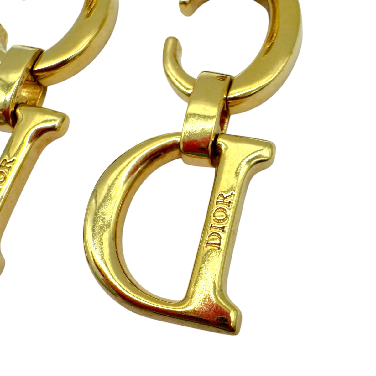 Christian Dior Gold CD Saddle Logo Earrings