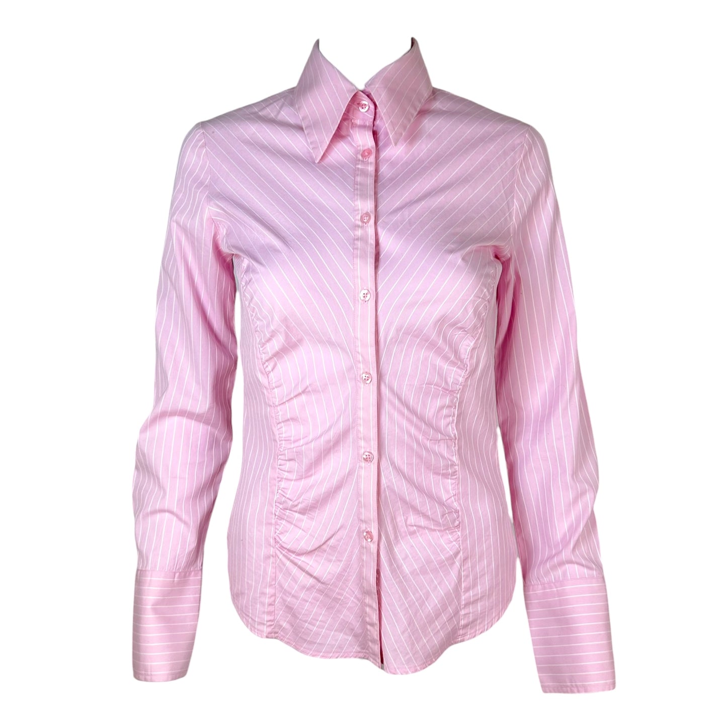 Thomas Pink Fitted Pink White Pinstripe Blouse