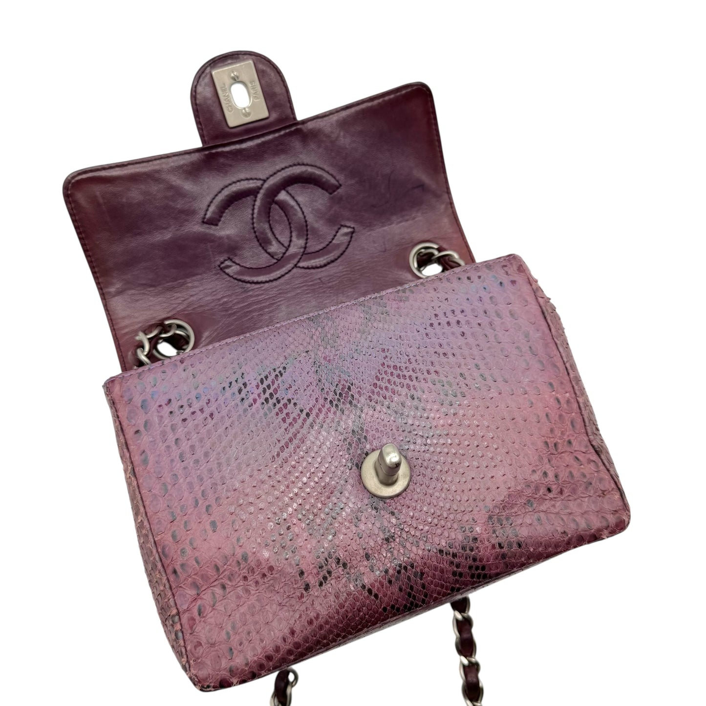 Chanel Purple Python Small Square Flap Bag
