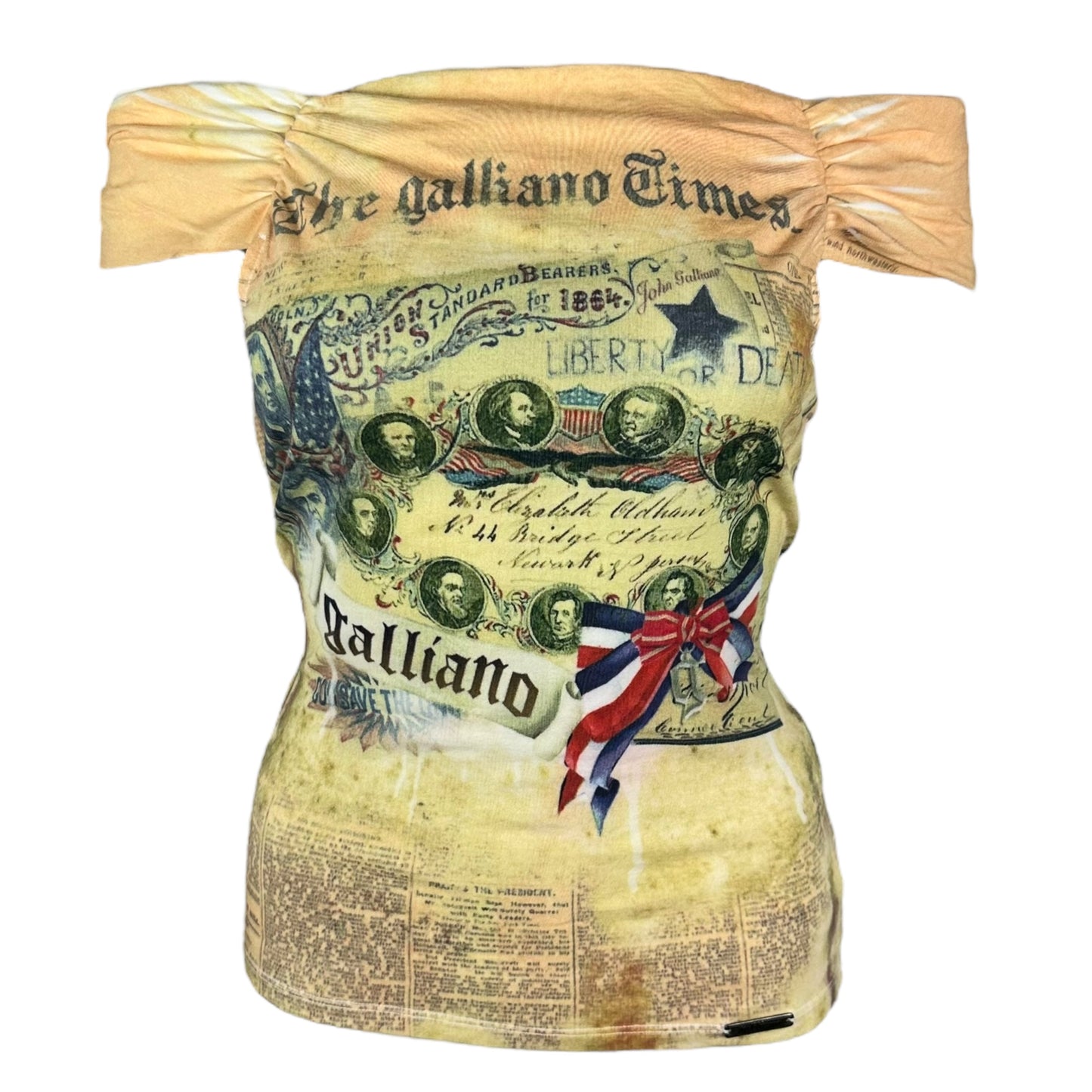 Galliano 'Declaration of Independence' Off-Shoulder Graphic Tank