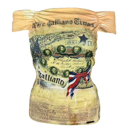 Galliano 'Declaration of Independence' Off-Shoulder Graphic Tank