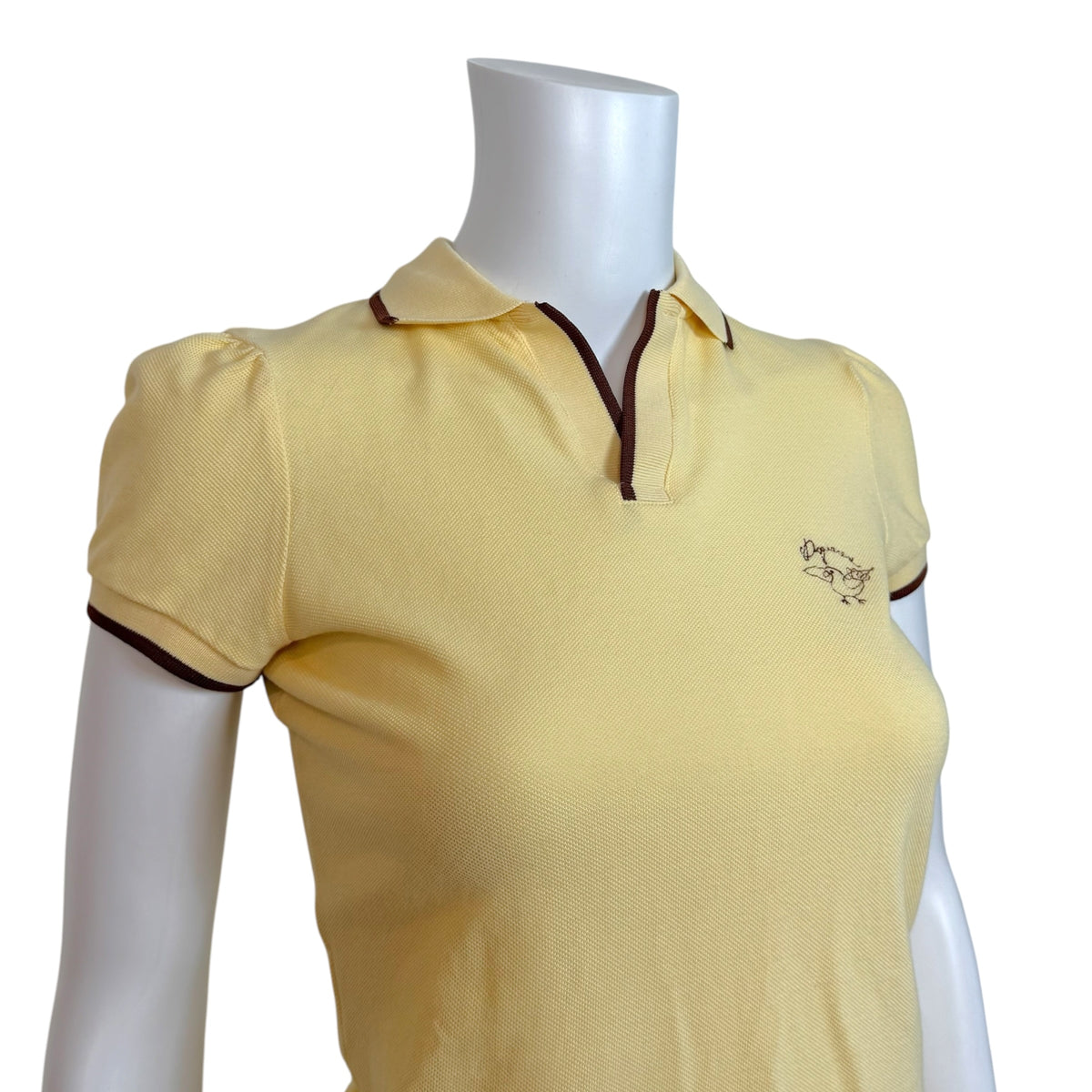 Dsquared2 Light Yellow & Brown Logo Bird Embroidered Polo Top