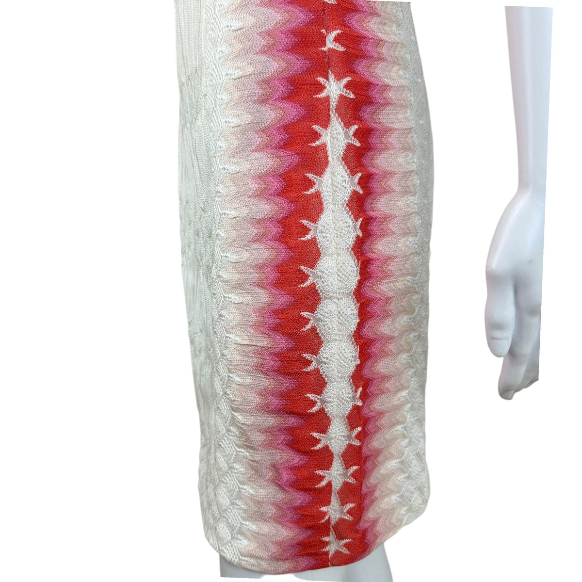 Missoni White Pink Chevron Knit Mini Dress