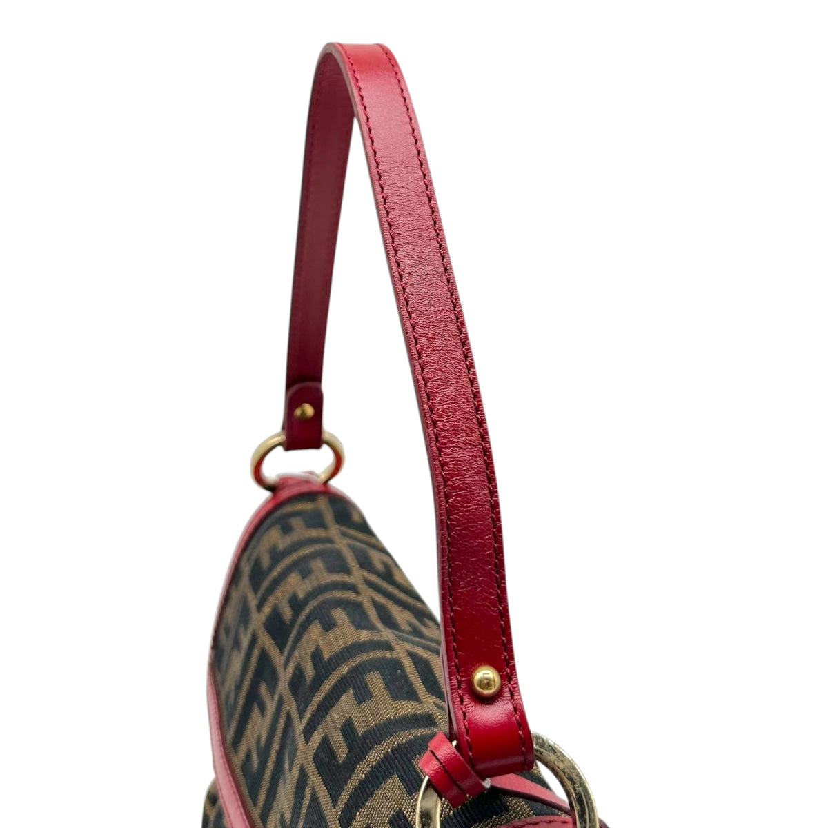 Fendi Medium Chef Shoulder Bag Zucca Monogram Red Leather