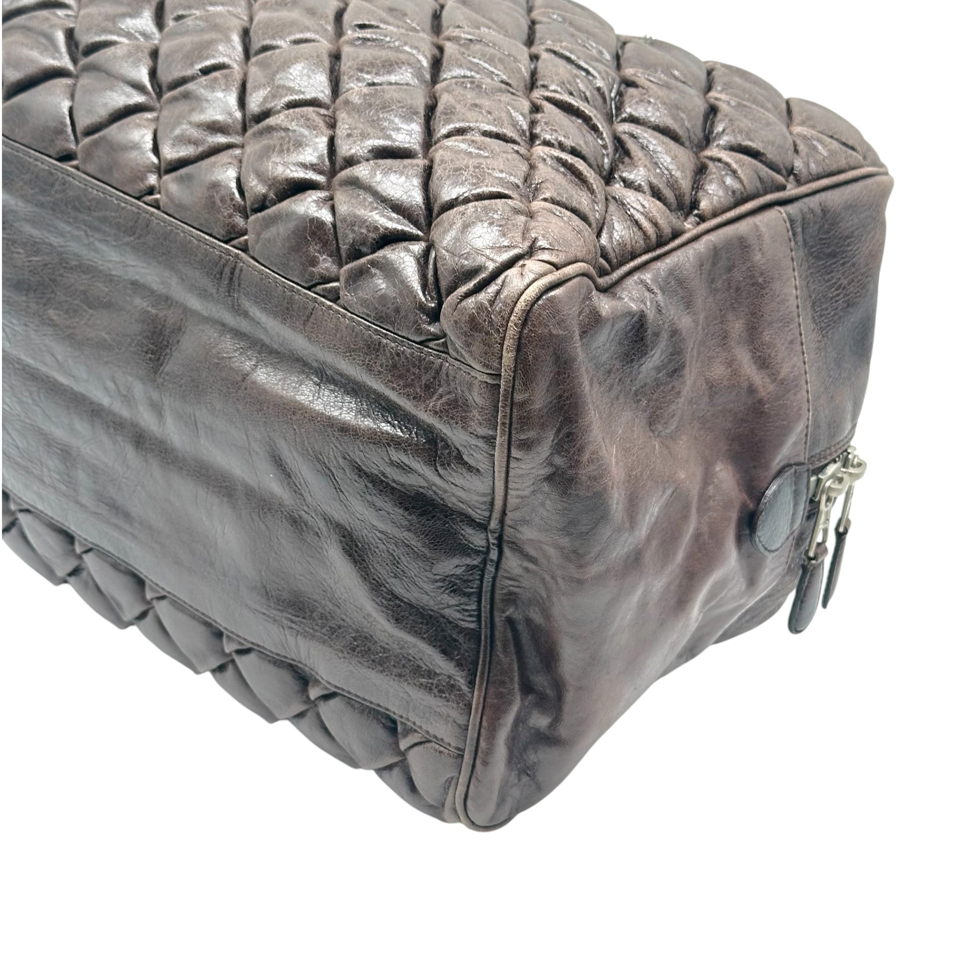 Balenciaga Brown Quilted Leather Bowler City Bag
