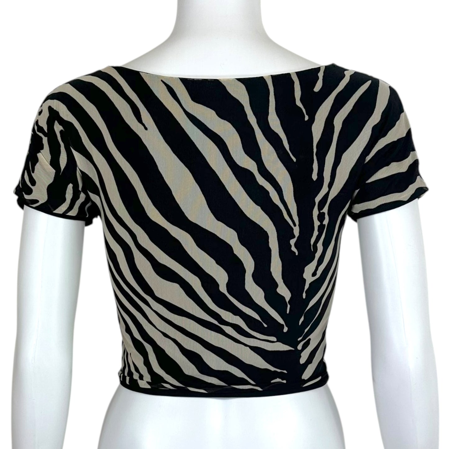 Dolce & Gabbana Mare Zebra Print Mesh Off-Shoulder Crop Top