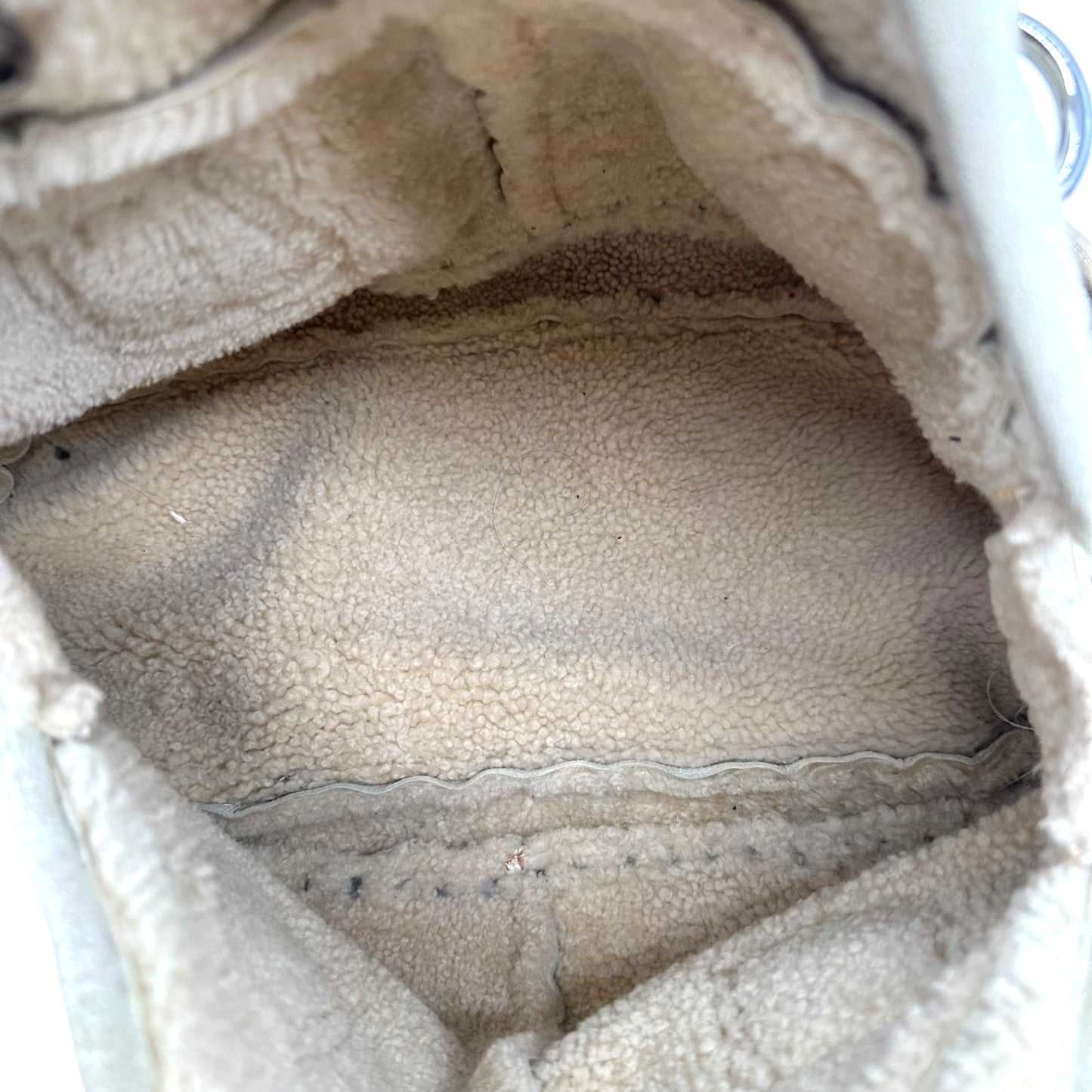 Prada Off White Studded Shearling 2-Way Bag