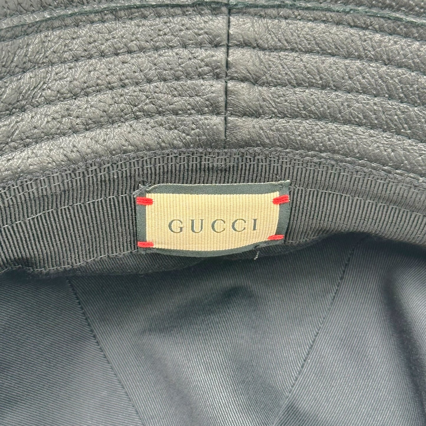 Gucci Leather Gold Horsebit Bucket Hat