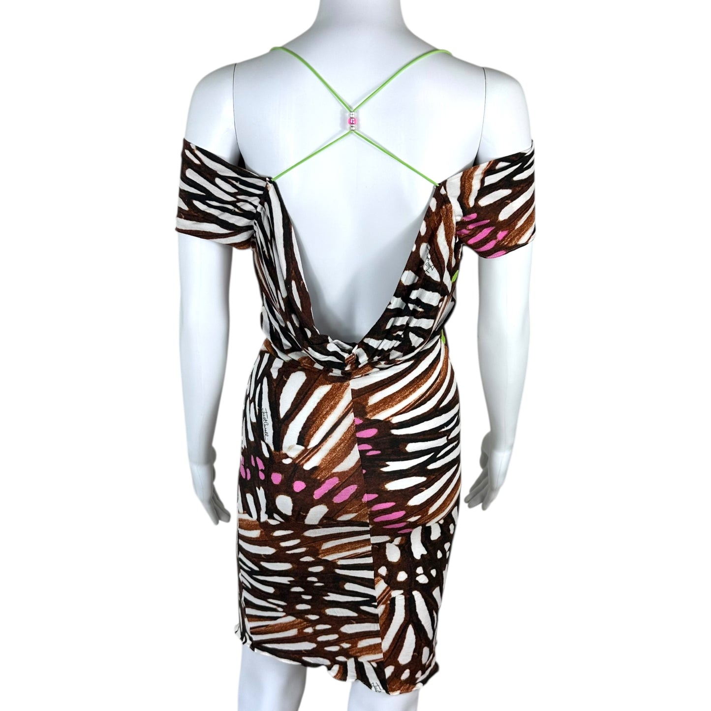 Just Cavalli Roberto Cavalli Brown & Pink Printed Mini Dress
