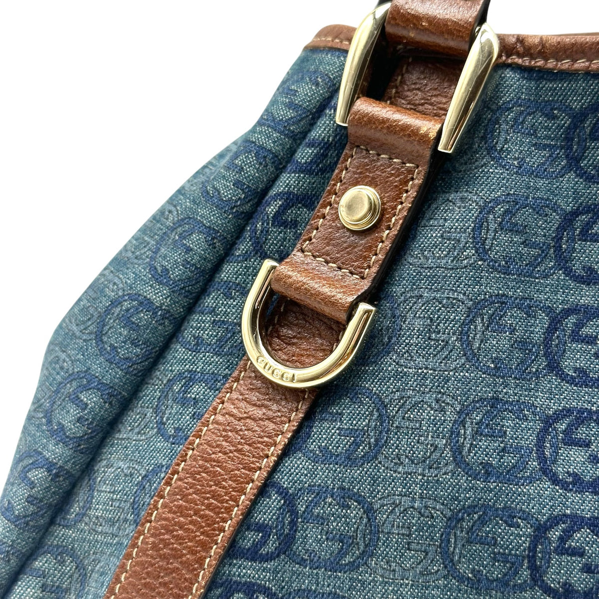 Gucci Denim Monogram Medium Hobo Bag